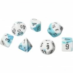 Chessex Gemini White-Teal/Black Polyhedral 7 Die Set