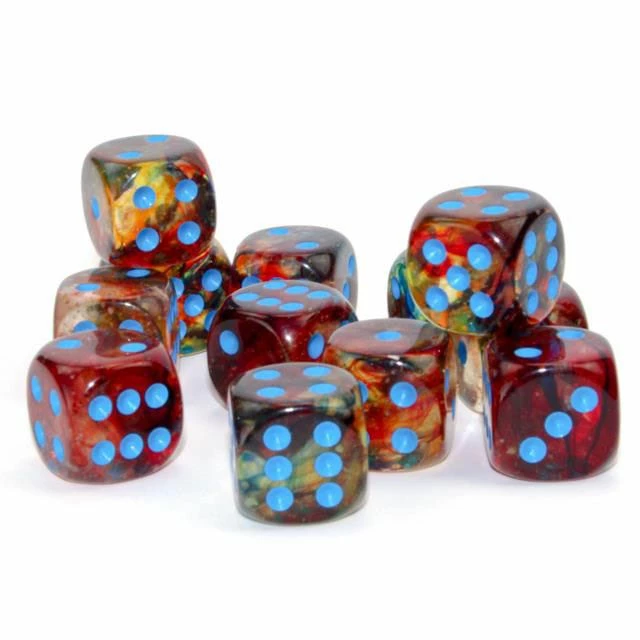 Chessex Nebula Primary/Blue 16mm D6 Dice Block (12 Dice)