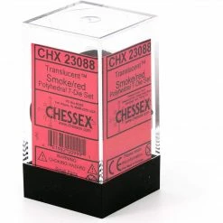 Chessex Tabletop Translucent Poly Smoke/Red 7 Die Set