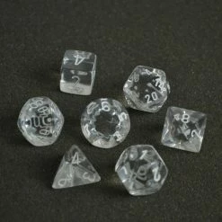 Chessex Translucent Poly 7-Die Set - Clear/White Tabletop
