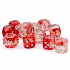 Chessex Nebula Red/Silver 16mm D6 Dice Block (12 Dice)