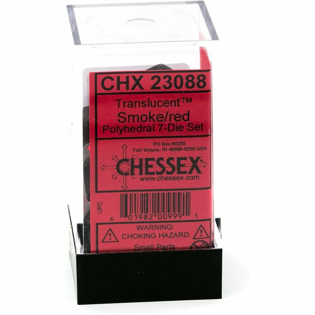 Chessex Tabletop Translucent Poly Smoke/Red 7 Die Set