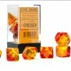 Chessex Tabletop Gemini Polyhedral Translucent Red-Yellow/Gold Luminary 7 Die Set