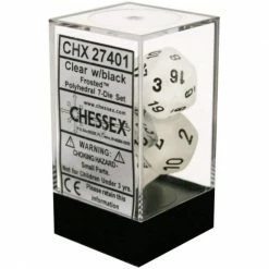 Chessex Tabletop Frosted Poly 7-Die Clear/black