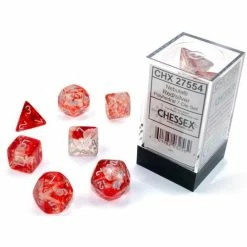 Chessex Nebula Red/Silver Luminary 7-Die Set Tabletop