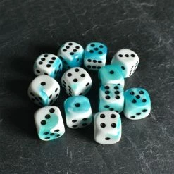 Chessex Gemini D6 White-Teal/Black Die Set Tabletop