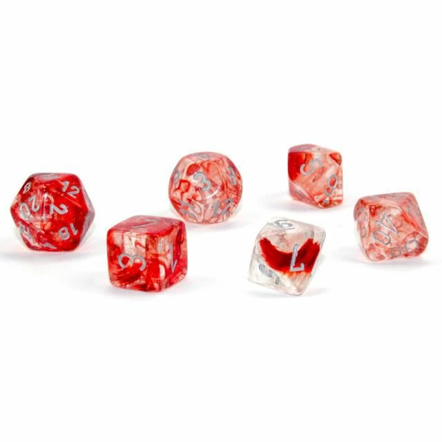 Chessex Nebula Red/Silver Luminary 7-Die Set Tabletop