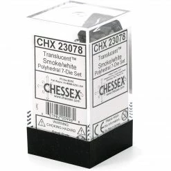 Chessex Tabletop Translucent Smoke/White Polyhedral 7 Die Set
