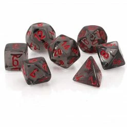 Chessex Tabletop Translucent Poly Smoke/Red 7 Die Set