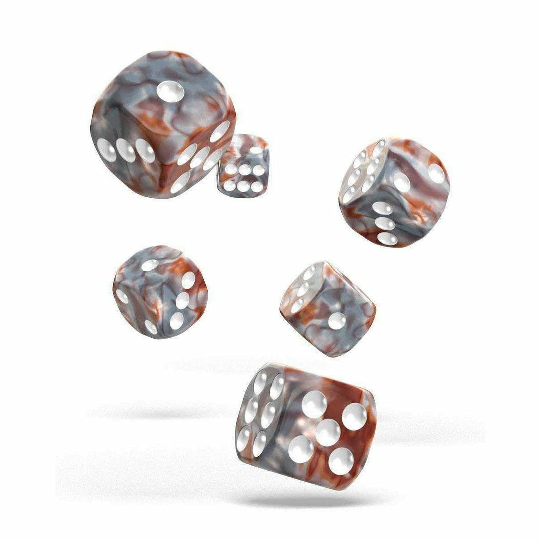 Oakie Doakie Dice Tabletop Oakie Doakie 16mm D6 Set Of 12 - Gemdice, Silver Rust