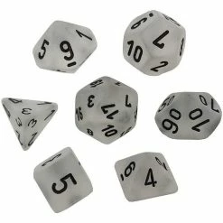 Chessex Tabletop Frosted Poly 7-Die Clear/black