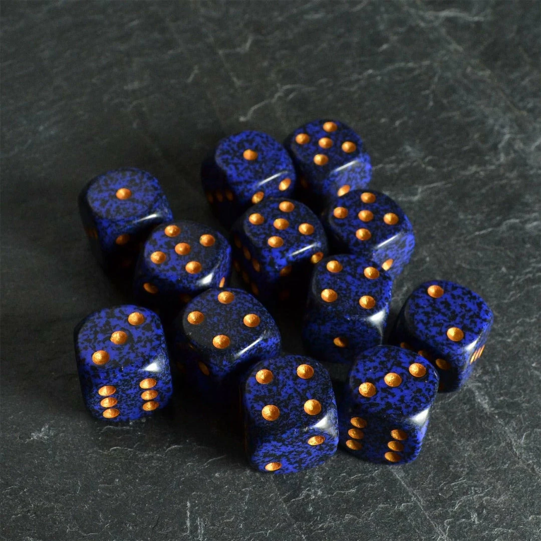 Chessex Golden Cobalt Speckled D6 Set
