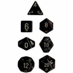 Chessex Opaque Poly 7 Set Black/Gold Tabletop