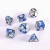 Chessex Gemini Poly 7 Set Bl-Steel/Wh Dice