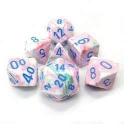Chessex Tabletop Festive Pop Art W/ Blue Polyhedral 7 Dice Set