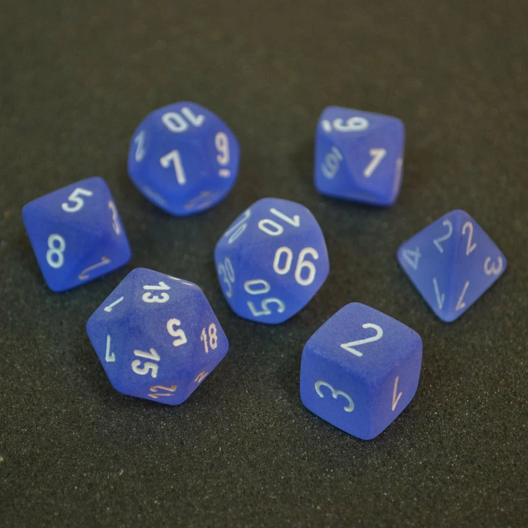 Chessex Frosted Poly 7-Die Set - Blue/White