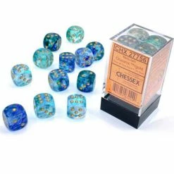 Chessex Tabletop Nebula Oceanic/Gold 16mm D6 Dice Block (12 Dice)