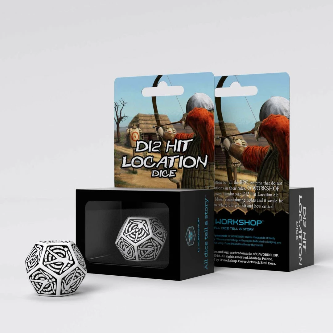 Q-Workshop Tabletop D12 White & Black Hit Location