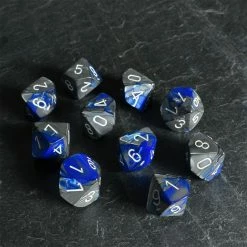 Chessex Gemini D10 Set Blue/Steel/White Tabletop