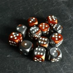 Chessex Gemini Copper/Steel/White D6 Set
