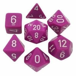 Chessex Opaque Light Purple/White Polyhedral 7 Die Set