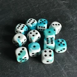 Chessex Gemini D6 White-Teal/Black Die Set Tabletop