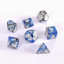 Chessex Gemini Poly 7 Set Bl-Steel/Wh Dice